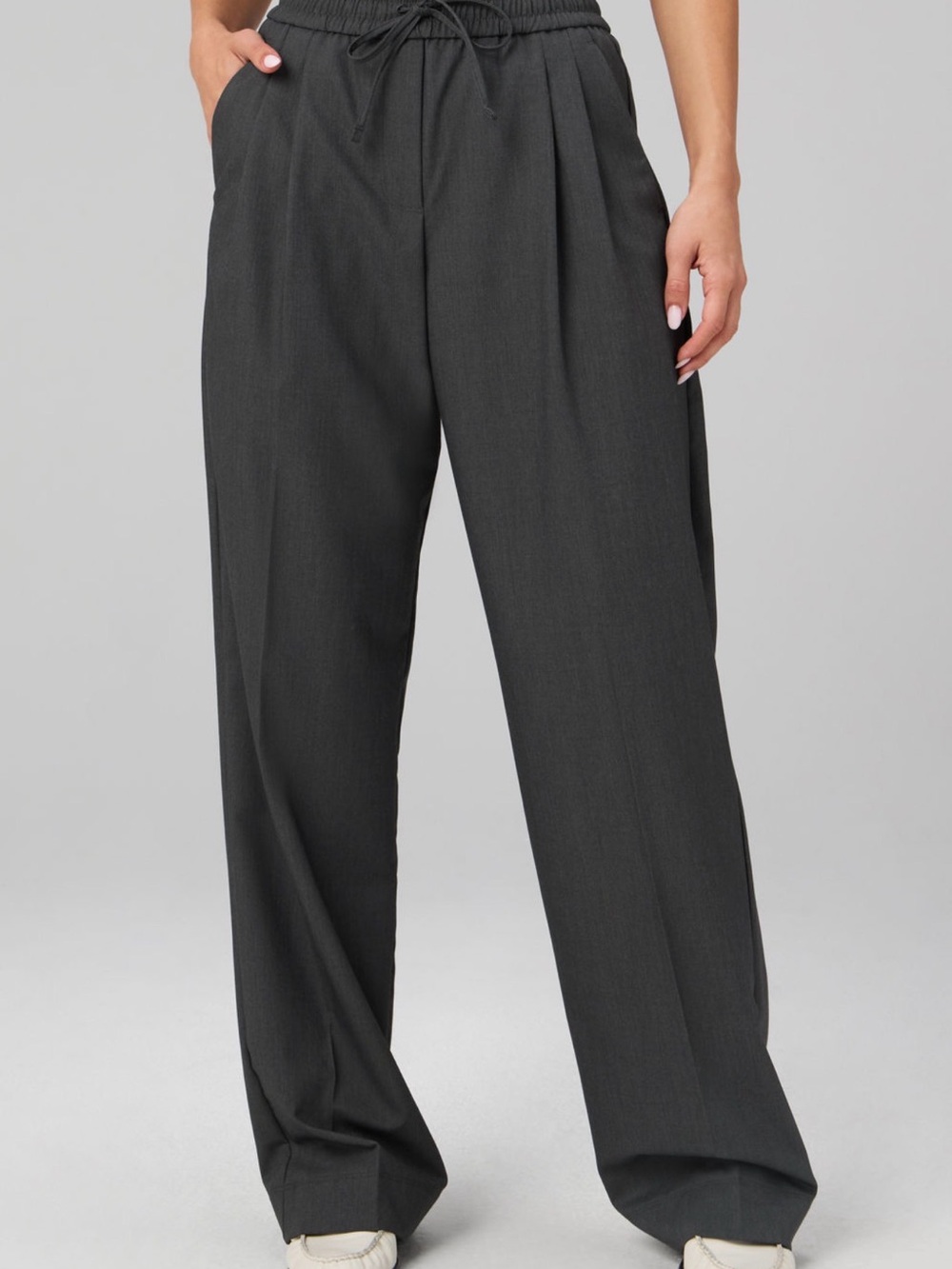 Fabletics Charcoal Wide-Leg Drawstring Trousers
